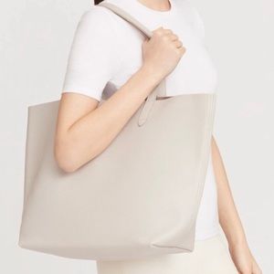 Cuyana classic ecru leather tote bag